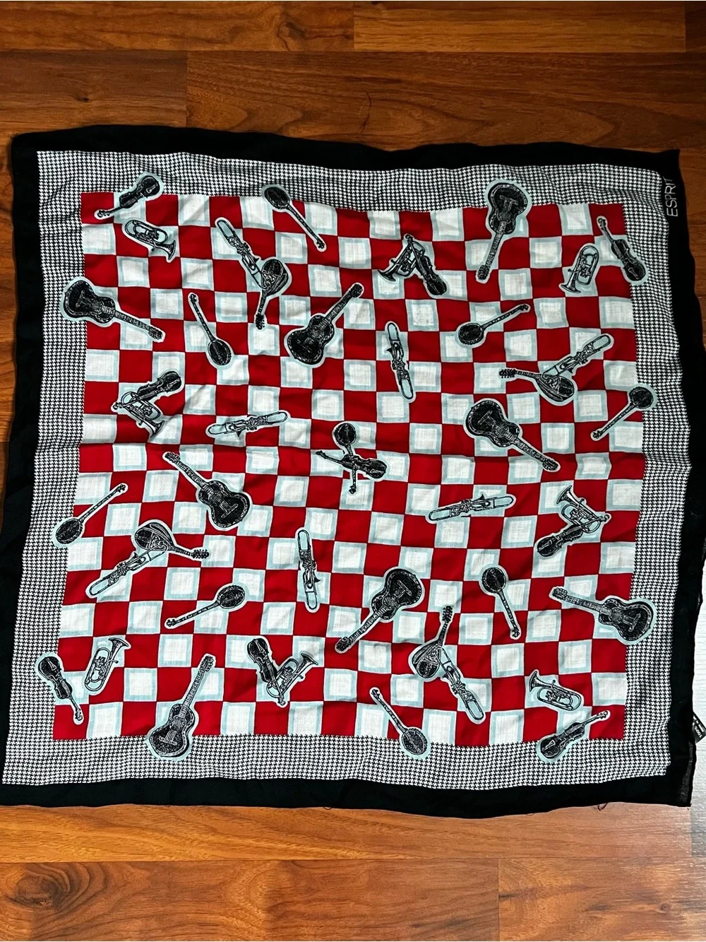 Esprit Red & White Checkerboard Musical Instrument Scarf